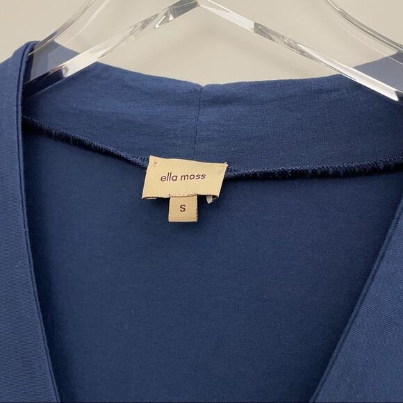 Ella Moss Tie Waist Dress Blue V Neck S - Picture 3 of 8